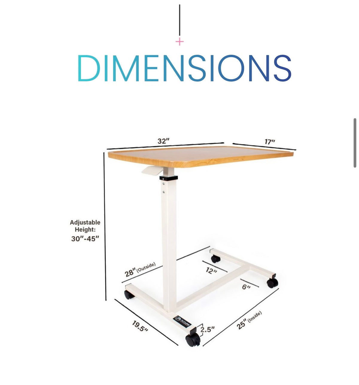 Adjustable Overbed Table with Wheels – Hospital & Home Use
