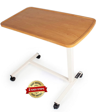 Adjustable Overbed Table with Wheels – Hospital & Home Use