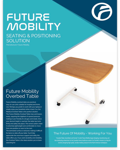 Adjustable Overbed Table with Wheels – Hospital & Home Use